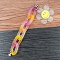 Farbverlauf Acryl Kette Armband mit Sonnenblume Anhänger und gelbem Smiley-Muster - K575 Gelbes Sonnenblumenarmband