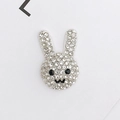 Close-up of a silver bunny pendant with sparkling rhinestones for DIY jewelry crafts - D959 Rabbit Head