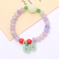 Elegant beaded moonstone bracelet with lavender beads and white lotus flower charm - Lotus Glaze Bead Purple (K4420)