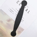 Detail of black textured PU leather handbag strap with reinforced stitching and disc ends - Black (A203)