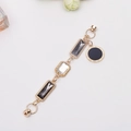 Elegant gold metal charm chain with gemstone accents and Roman numeral pendant detail - Black Rhinestone (K162 Black Gem + Black Disk)