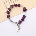 Elegant purple crystal beaded bracelet with vintage floral charms and faux pearls - Wheat Crystal Bead Purple (K4427)
