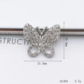 Detailed macro view of butterfly jewelry accessory with dimensions 21.5mm by 19.3mm - Butterfly Shape-Silver (D1493)