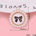 Detailed view of pearl pendant with number five and bow for DIY shoe accessories - Pearl Ring Bowknot Charm (D621)