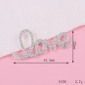 Silver rhinestone Love charm detail showing 44.5mm length and 22mm height dimensions - Rhinestone Love-Silver (D456)