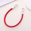 Red leather hand strap with silver metal lobster clasps for bags and phone cases - Bright Red (K2157)