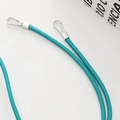 Cyan leather round strap with polished silver metal swivel lobster clasps for handbags - Cyan (K2156)
