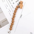 Brown beaded acrylic bear charm lanyard for phone cases and DIY jewelry, length 180mm - Bracelet / Coffee (K614)