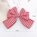 Lazo de tela con pata de gallo rojo y blanco, 140 mm, para accesorios del cabello - Lazo / Cuadros Rojo Blanco