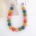 Bunte matte Acrylperlen-Handykette mit silbernen Ringclips für DIY-Handyhüllen - Mehrfarbiger Perlenstil (K668)