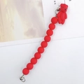 Détail du charme d'ours rouge et cordon perlé avec anneau métallique pour téléphone - Style Ours Debout (K657)