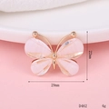 Abalorio de mariposa rosa con borde de oro rosa y purpurina, tamaño de 29mm x 22mm - 29x22 / D462 Mariposa Pequeña (Blanca)