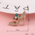 Broche de zapato de tacón con flores de diamantes de colores y cristales blancos - 29x26 / D055 Tacones Altos de Ciruelo