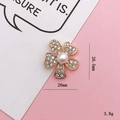 Golden flower charm for plush slippers featuring rhinestones and center pearl inlay - Pearl Five-Petal Flower - Gold (D1557)