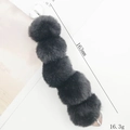 Black faux rabbit fur pom pom chain accessory with silver heart clasp and metal links - 5 Pom Pom Strap (Strap) / Black (K735)