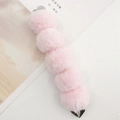 Detail of pink faux rabbit fur pom pom chain with heart-shaped metal clasps for DIY accessories - 5 Pom Pom Strap (Strap) / Pink (K737)
