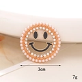 3cm Golden alloy smile face charm with inlaid pearls and crystals for DIY jewelry making - Pearl Smiley (Gold)