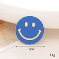 Detailed view of a 3cm blue pearl smiley face alloy charm accessory weighing 11g - Klein Blue Smiley