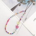 Colorful beaded phone strap with LOVE letters and butterfly charms on white background - Sold Out / K788 Colorful Style