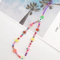 Handmade fruit polymer clay phone strap with colorful beads and evil eye charm - Soft Clay Fruit Style