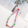 Rainbow fruit clay bead phone strap with LOVE letters and summer fruit charms, 180mm length - Polymer Clay Fruit + Letters Style