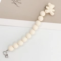 Chic cream-colored acrylic beaded keychain featuring a faceted bear charm and silver rings - White Faceted Bear (K707)