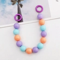 Colorful 16mm acrylic beaded phone strap featuring purple orange and blue beads - Hand Chain / Purple Orange and Blue