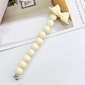 Creamy white acrylic beaded strap with a large 3D bow and silver metal clip for DIY accessories - White Bowknot (K708)