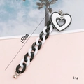 Acrylic black and white heart chain strap 150mm length for bags and phones - Black And White Heart Style (K909 Acrylic Heart Bracelet)