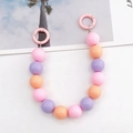 Colorful 16mm acrylic beaded strap with pink, purple, and orange beads for bags and phones - Hand Chain / Pink Purple and Orange