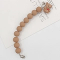 Matte brown acrylic beaded chain with a cute teddy bear charm and magnetic clasp - Khaki Bear Magnetic Buckle (K702)