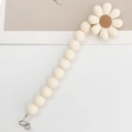 Daisy acrylic beaded chain accessory with cream white beads and lobster clasp - White Daisy (K706)