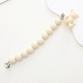 Creamy white acrylic beaded strap with cute bear charm and silver metal clasps - White Bear (K681)