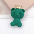 Détail de breloque ours vert avec couronne dorée et strass brillants sur les oreilles - Vert Foncé