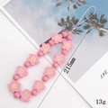 Cinturino per telefono con fiori in legno rosa e perline su sfondo stile estivo - Bracciale con Fiori di Legno Rosso Anguria (K970) / Rosso Anguria