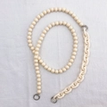 Creamy acrylic beaded chain with resin links and silver rings for phone or bags - Crossbody Chain / Off-white