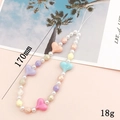Colorful acrylic heart and pearl beaded phone strap, length 170mm and weight 18g - Macaron Colorful Heart Pearl Style