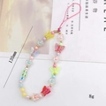 Beaded phone strap with colorful butterflies, heart cubes, and macaron beads, 135mm length - Colorful Butterfly Phone Chain (K1031)