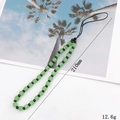 Beaded crystal phone charm wrist strap in pale green with 210mm length and 12.6g weight - Green (K1015)