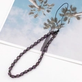 Detail of purple crystal beaded phone strap with faceted cubes and black spacer beads - Purple (K1011)