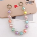 Chaîne de téléphone en perles acryliques facettées colorées avec anneaux argentés - Multicolore (K1029)