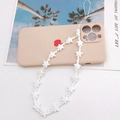 Handmade white star beaded phone charm strap with clear micro beads on a phone case - K1042 Star Seed Bead Phone Chain (White)