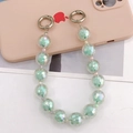 Chaîne de perles acryliques colorées avec paillettes vert menthe et fermoirs argentés - Vert (K1028)