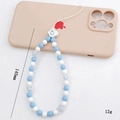 Blue and white acrylic beaded phone strap with ceramic cloud charm, 145mm length - Blue and White (K1070 Ceramic Cloud Style)