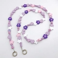 Cadena bandolera de cuentas con corazones y estrellas en acrílico púrpura y rosa - Púrpura (K1488)