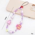 Lila Handyband mit Acrylperlen Schmetterling Anhänger und Herzperlen Länge 150mm Zubehör - Lila Schmetterling Würfel Stil (K1154)