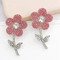 Charme de fleur en strass rose et blanc avec base argentée pour accessoires de chaussures - Rose (D1917)