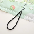 Elegant black faceted crystal beaded phone charm strap for wrist with durable loop - Black (K1012)