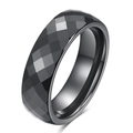 Minimalistische zwarte keramische ring met geometrische facetten en gepolijste afwerking - US 5 / Zwart