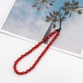 Red and black crystal beaded phone wrist strap accessory with clear acrylic cubes - Bright Red (K1009)